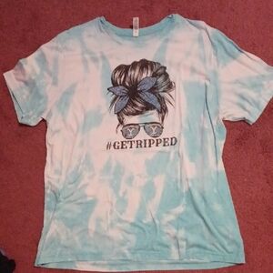 Blue Tie-Dye Shirt with Graphic Print